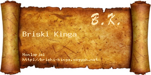 Briski Kinga névjegykártya